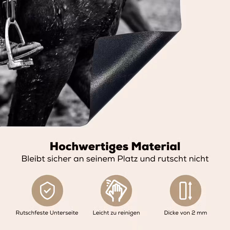 Paard - Sport - Zwart - Wit Inductie beschemer met haakjes klein -ky-onderkant-de
