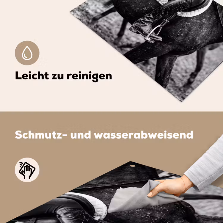 Paard - Sport - Zwart - Wit Inductie beschemer met haakjes klein -ky-schoon-de