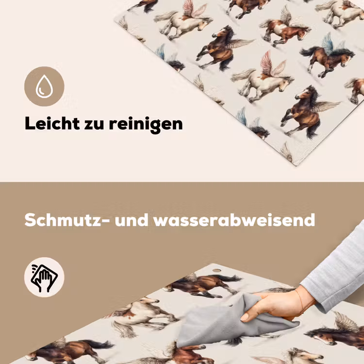 2-in-1 Herdabdeckplatte & Spritzschutz - Pferde - Flügel - Farbenfroh - Paarden - Vleugels - Kleurrijk Inductie beschemer met haakjes klein 777