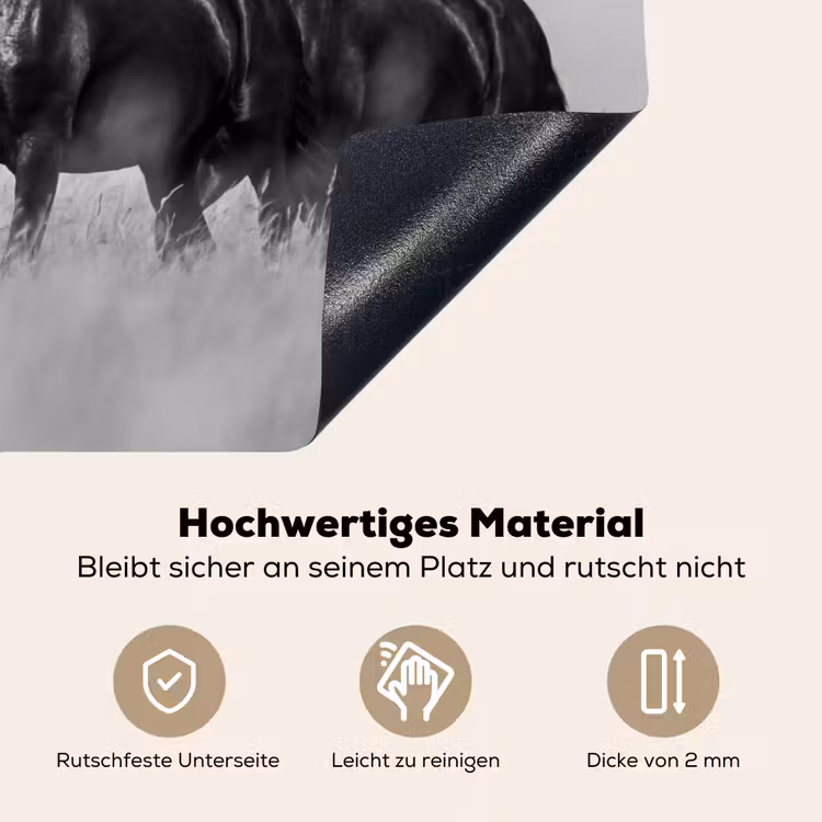 Paarden - Gras - Zwart - Wit Inductie beschemer met haakjes klein -ky-onderkant-de