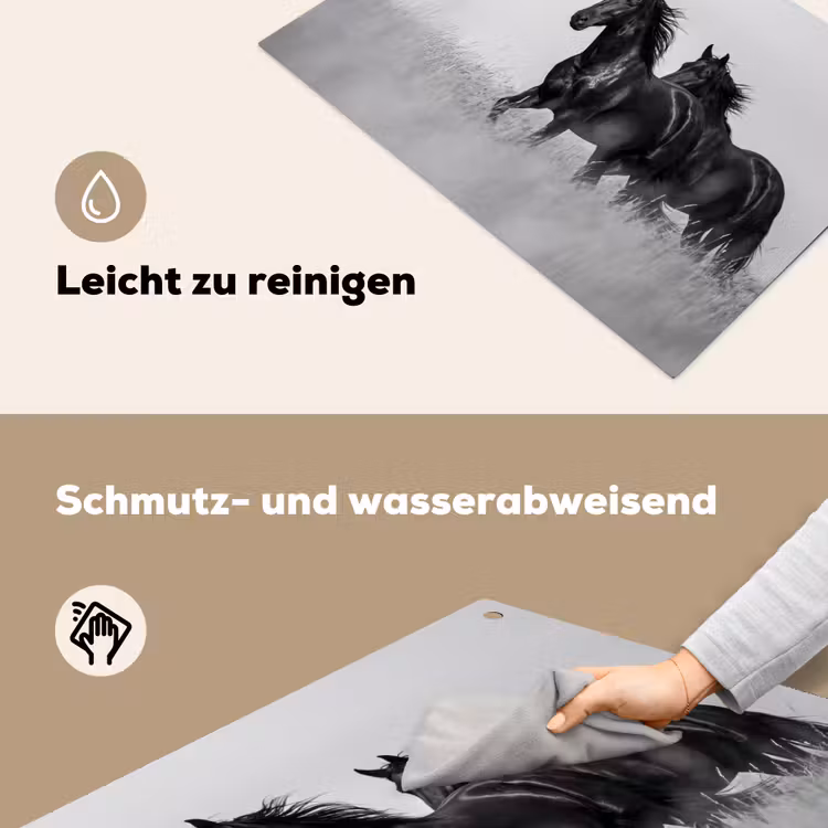 Paarden - Gras - Zwart - Wit Inductie beschemer met haakjes klein -ky-schoon-de