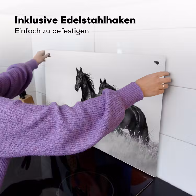 Paarden - Gras - Zwart - Wit Inductie beschemer met haakjes klein -ky-ophangen-de