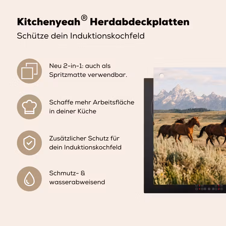 Paarden - Kudde - Bergen - Vrijheid - Wild Inductie beschemer met haakjes klein -ky-usp-de