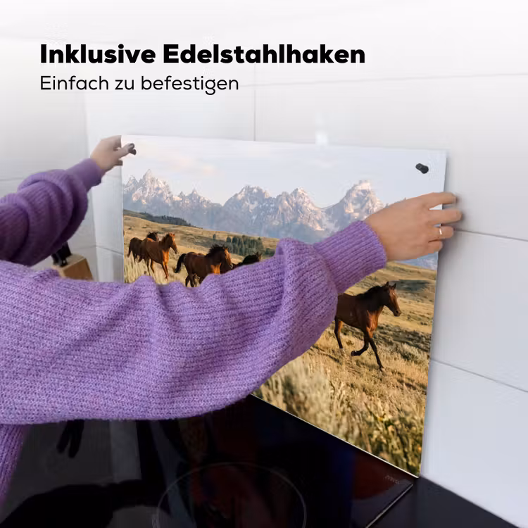 Paarden - Kudde - Bergen - Vrijheid - Wild Inductie beschemer met haakjes klein -ky-ophangen-de