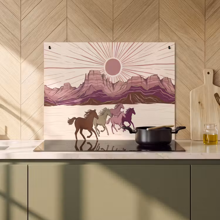 Paarden - Rennend - Woestijn - Natuur - Abstract Inductie beschemer met haakjes klein -sfeer2