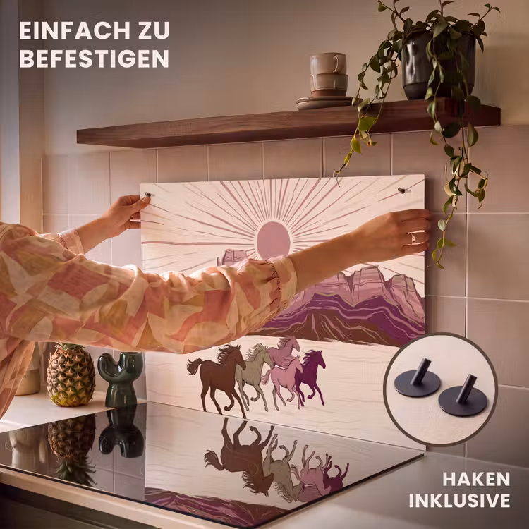 Paarden - Rennend - Woestijn - Natuur - Abstract Inductie beschemer met haakjes klein -ky-ophangen-de