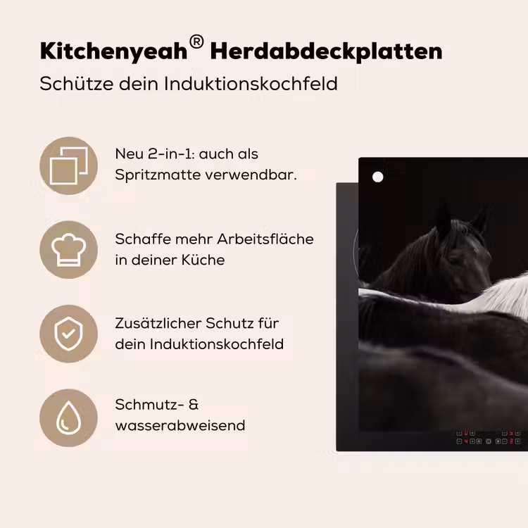 Paarden - Zwart - Wit - Kudde Inductie beschemer met haakjes klein -ky-usp-de