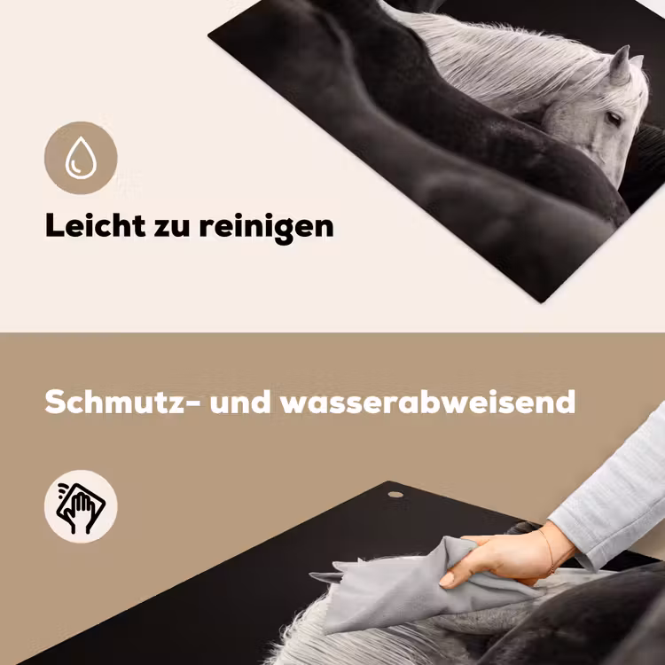 Paarden - Zwart - Wit - Kudde Inductie beschemer met haakjes klein -ky-schoon-de