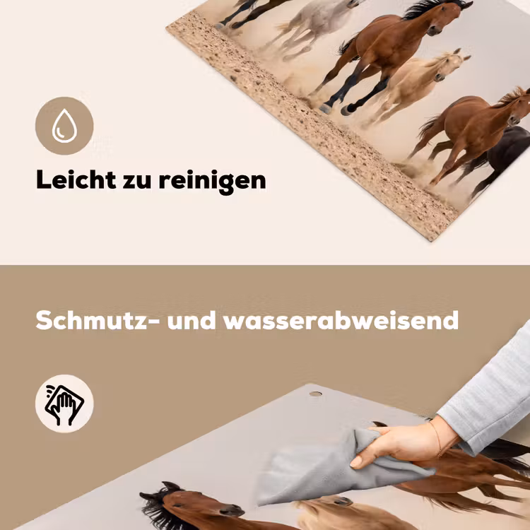 Kudde paarden - Stofwolk - Bruin - Zwart Inductie beschemer met haakjes klein -ky-schoon-de