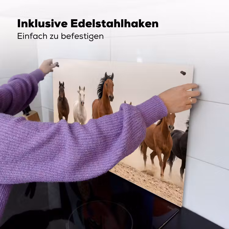 Kudde paarden - Stofwolk - Bruin - Zwart Inductie beschemer met haakjes klein -ky-ophangen-de