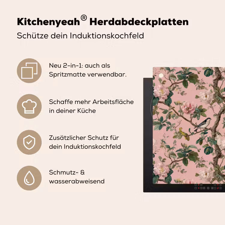 Pioenrozen - Botanisch - Vogel Inductie beschemer met haakjes klein 777 -ky-usp-de