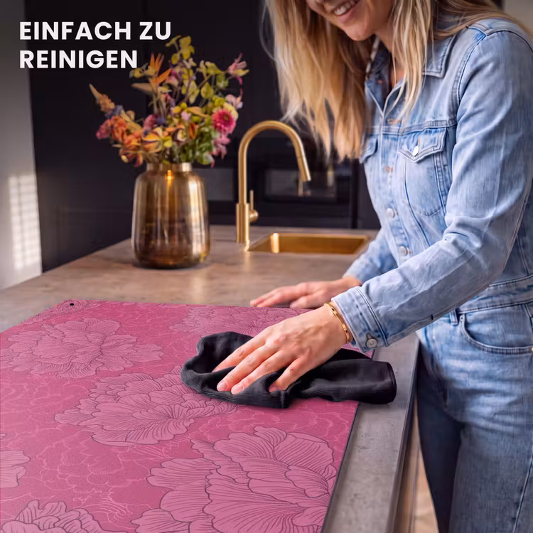 2-in-1 Herdabdeckplatte & Spritzschutz - Pfingstrosen - Energetisch - Rosa - Pioenrozen - Energiek - Roze Inductie beschemer met haakjes klein 777