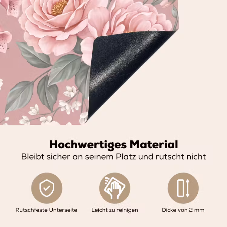 Pioenrozen - Vingerhoedskruid - Pink Inductie beschemer met haakjes klein -ky-onderkant-de