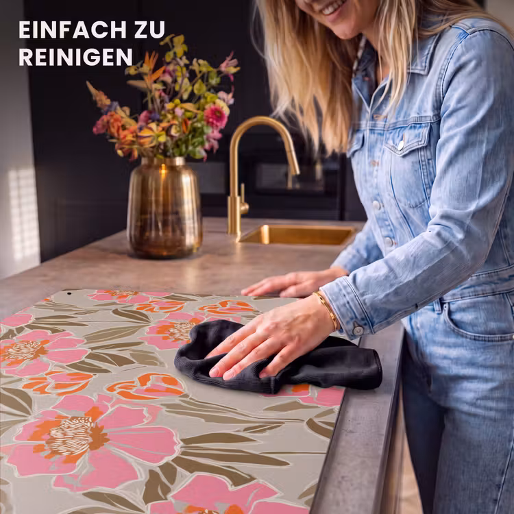 2-in-1 Herdabdeckplatte & Spritzschutz - Pfingstrosen - Muster - Rosa - Pioenrozen - Patroon - Roze Inductie beschemer met haakjes klein 777