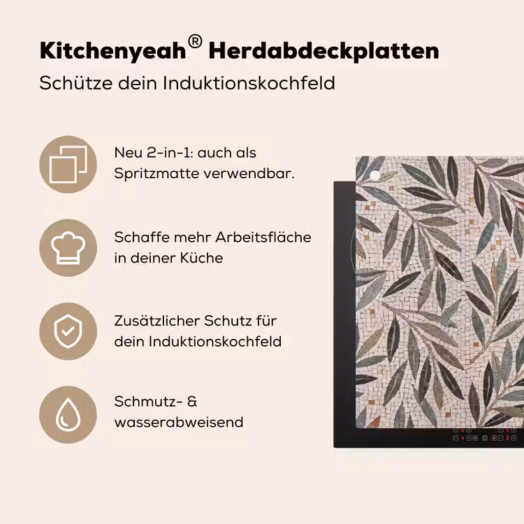 Plant - Blad - Mozaïek - Groen Inductie beschemer met haakjes klein -ky-usp-de