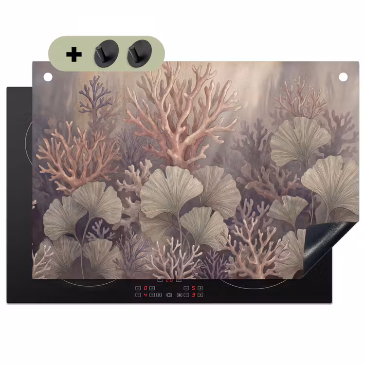Plant - Bladeren - Zee - Illustratie - Groen Inductie beschemer met haakjes klein -3d