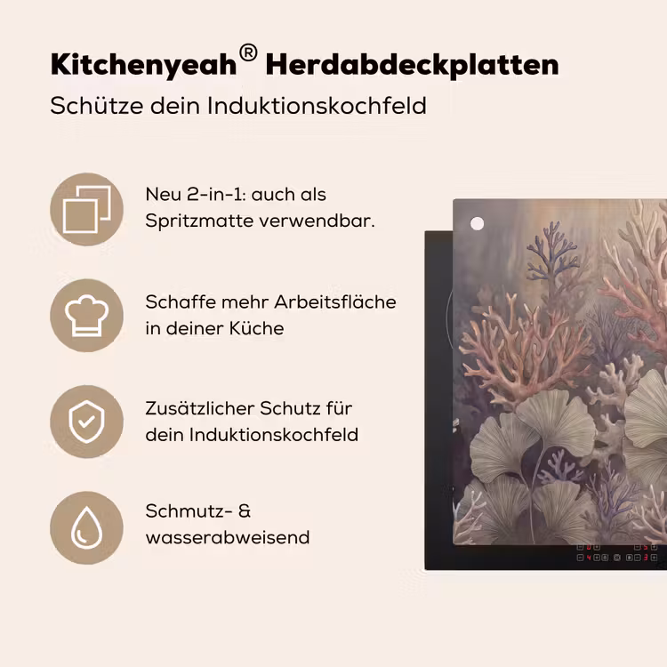Plant - Bladeren - Zee - Illustratie - Groen Inductie beschemer met haakjes klein -ky-usp-de