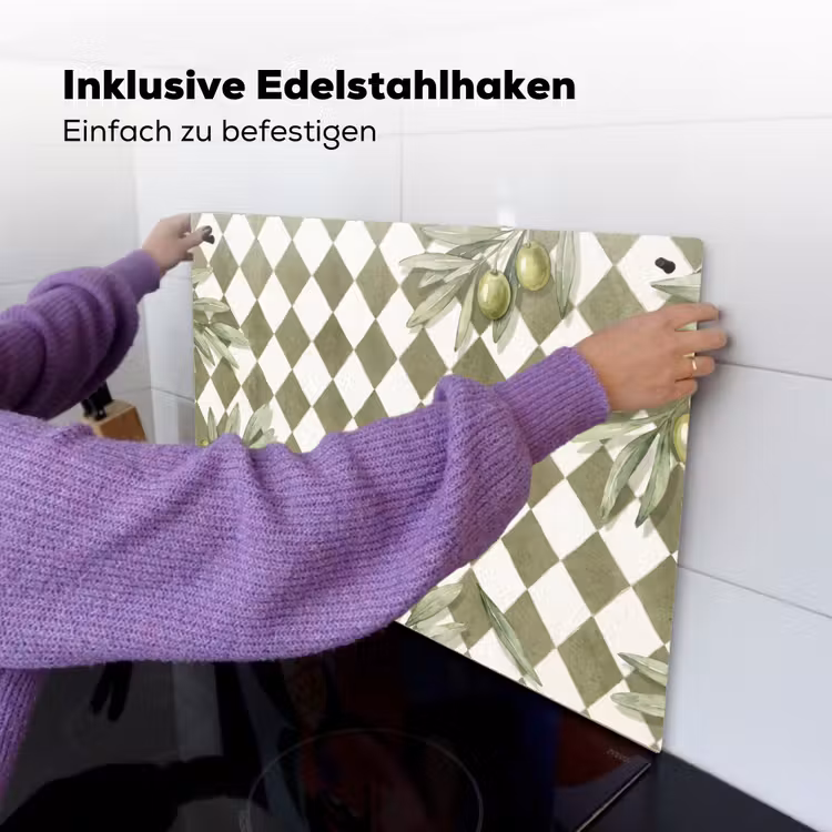 Plant - Olijftakken - Waterverf - Mediterraan - Groen Inductie beschemer met haakjes klein -ky-ophangen-de