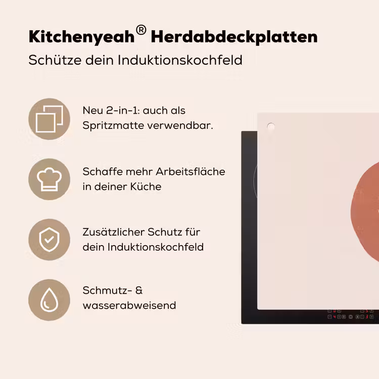 Plant - Tak - Abstract - Modern - Wit Inductie beschemer met haakjes klein -ky-usp-de