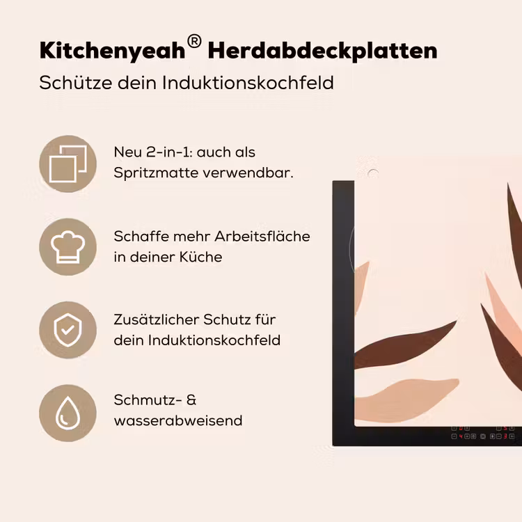 Planten - Abstract - Natuur - Bruin Inductie beschemer met haakjes klein -ky-usp-de