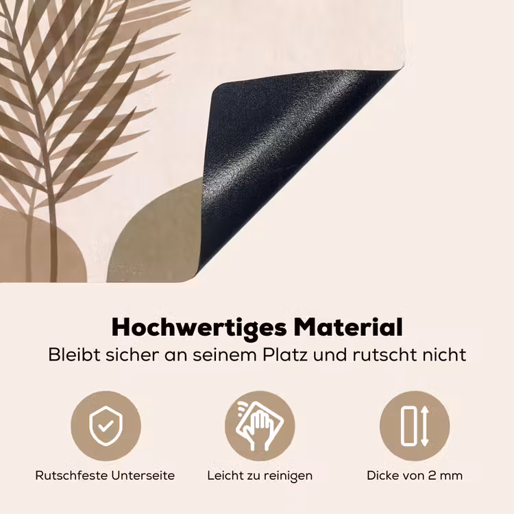 Planten - Bladeren - Abstract - Modern - Beige Inductie beschemer met haakjes klein -ky-onderkant-de