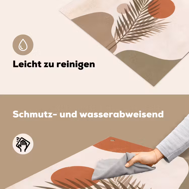 Planten - Bladeren - Abstract - Modern - Beige Inductie beschemer met haakjes klein -ky-schoon-de