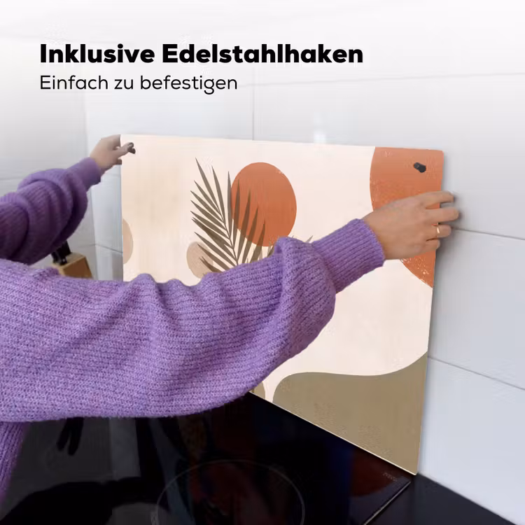 Planten - Bladeren - Abstract - Modern - Beige Inductie beschemer met haakjes klein -ky-ophangen-de