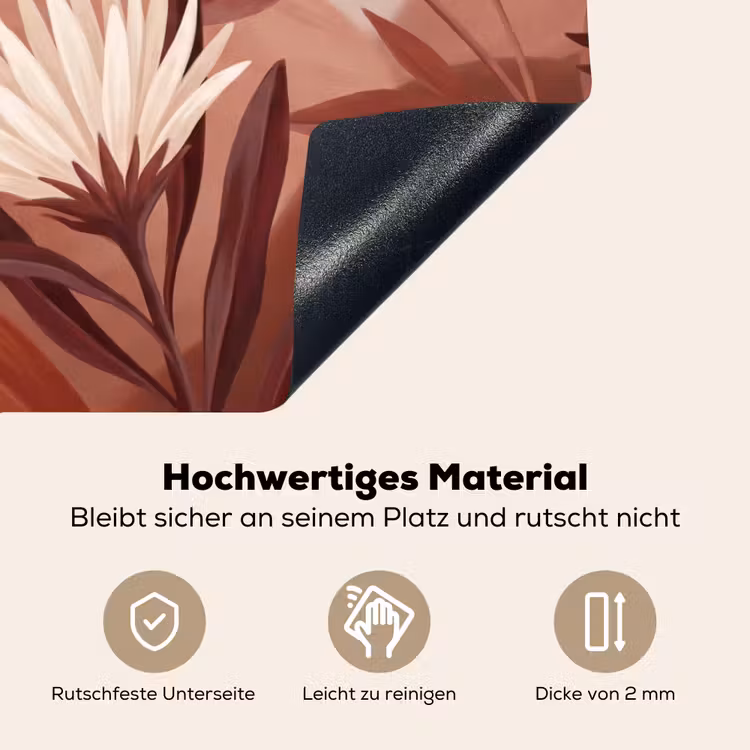 Planten - Bladeren - Botanisch - Modern - Bruin Inductie beschemer met haakjes klein -ky-onderkant-de