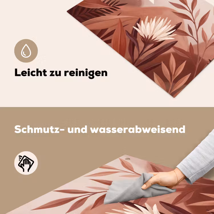 Planten - Bladeren - Botanisch - Modern - Bruin Inductie beschemer met haakjes klein -ky-schoon-de