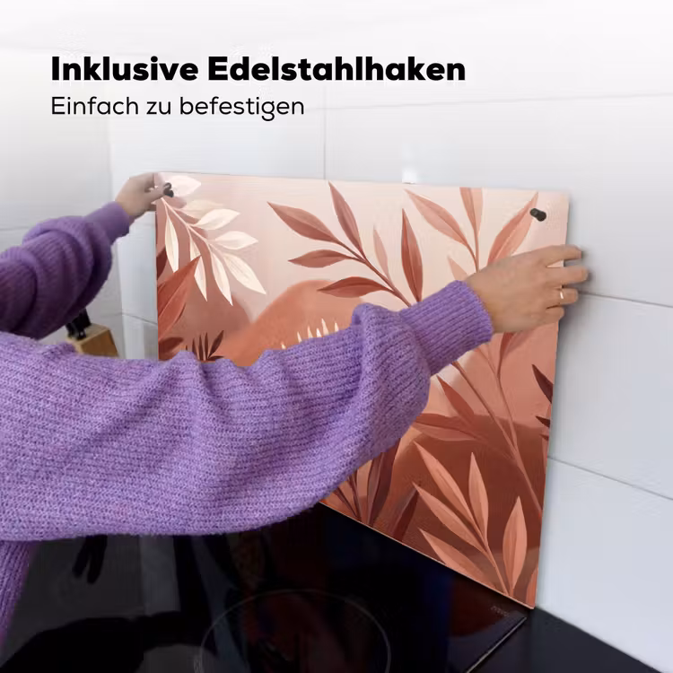 Planten - Bladeren - Botanisch - Modern - Bruin Inductie beschemer met haakjes klein -ky-ophangen-de