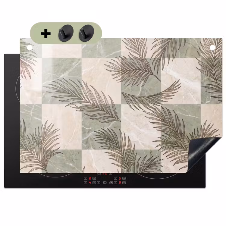 Planten - Bladeren - Marmer - Modern - Groen Inductie beschemer met haakjes klein -3d