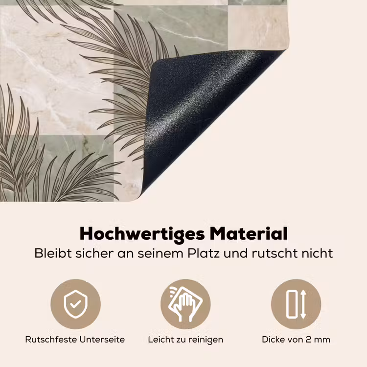 Planten - Bladeren - Marmer - Modern - Groen Inductie beschemer met haakjes klein -ky-onderkant-de