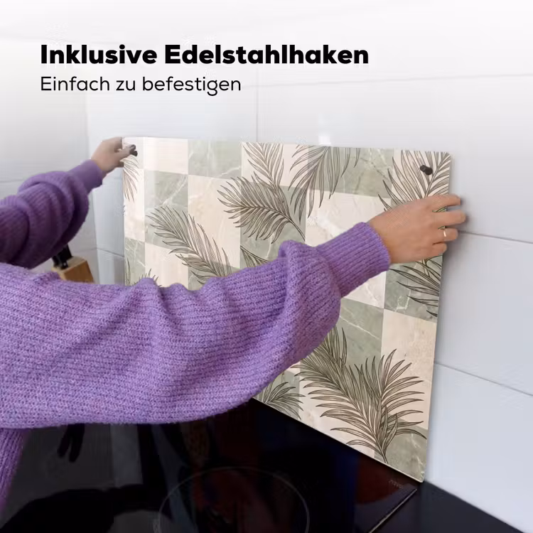 Planten - Bladeren - Marmer - Modern - Groen Inductie beschemer met haakjes klein -ky-ophangen-de