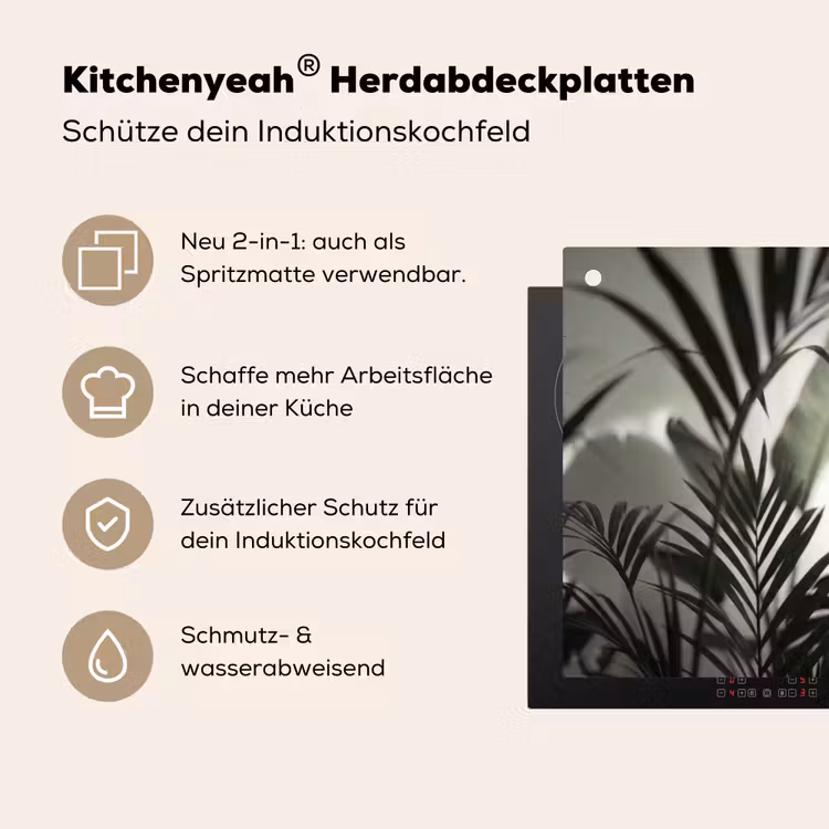 Planten - Bladeren - Natuur - Minimalistisch - Groen Inductie beschemer met haakjes klein -ky-usp-de