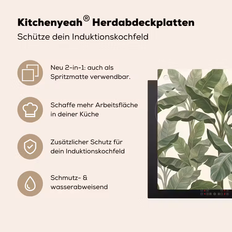 Planten - Bladeren - Tropisch - Groen Inductie beschemer met haakjes klein -ky-usp-de