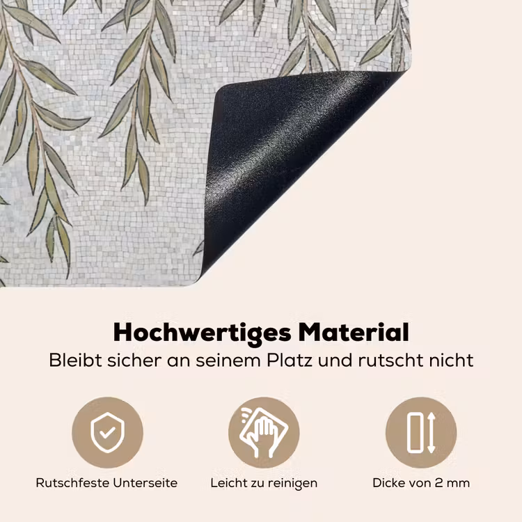 Planten - Mozaïek - Patroon - Groen - Blauw Inductie beschemer met haakjes klein -ky-onderkant-de
