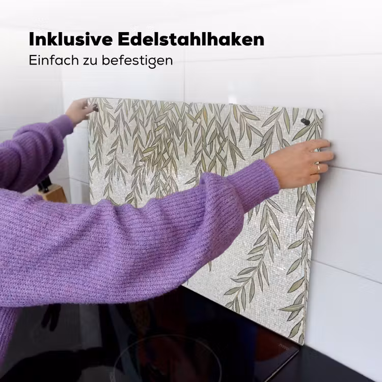 Planten - Mozaïek - Patroon - Groen - Blauw Inductie beschemer met haakjes klein -ky-ophangen-de