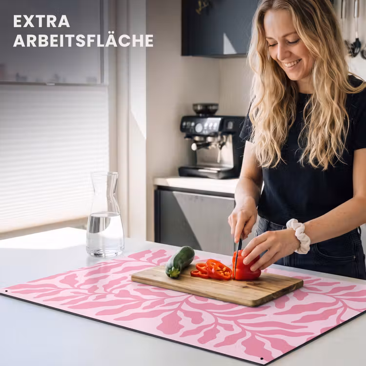 Planten - Organisch - Abstract - Modern - Roze Inductie beschemer met haakjes klein -ky-usp-de