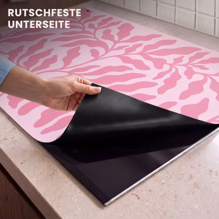 Planten - Organisch - Abstract - Modern - Roze Inductie beschemer met haakjes klein -ky-onderkant-de