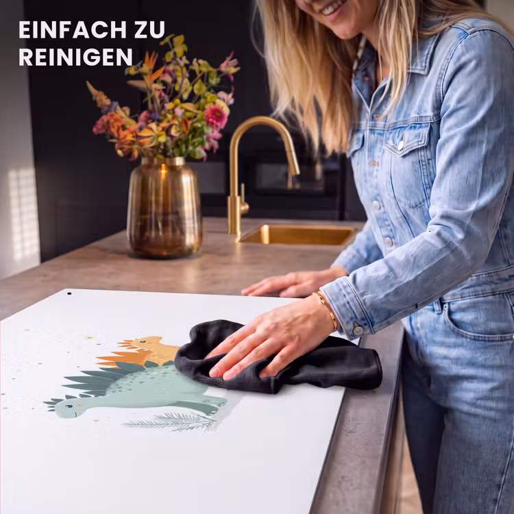 2-in-1 Herdabdeckplatte & Spritzschutz - Pflanzen - Sterne - Dinosaurier - Orange - Planten - Sterren - Dinosaurussen - Oranje Inductie beschemer met haakjes klein