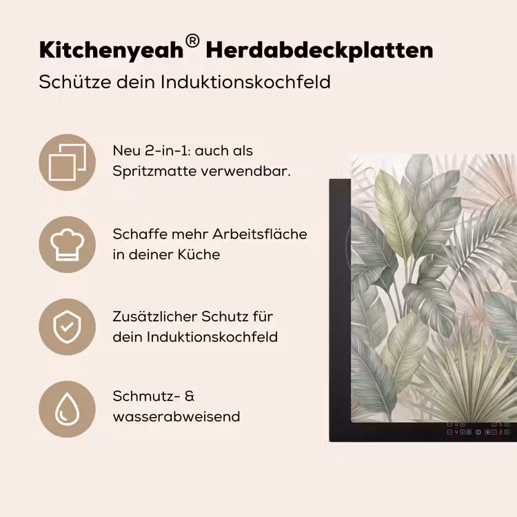 Planten - Tropisch - Bladeren - Groen - Natuur Inductie beschemer met haakjes klein -ky-usp-de