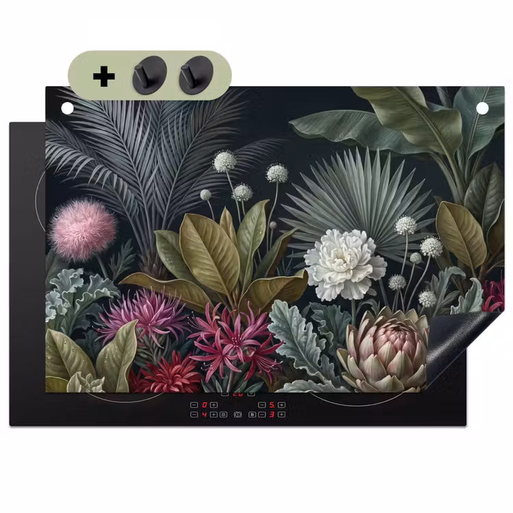 Planten - Tropisch - Botanisch - Donker - Groen Inductie beschemer met haakjes klein -3d