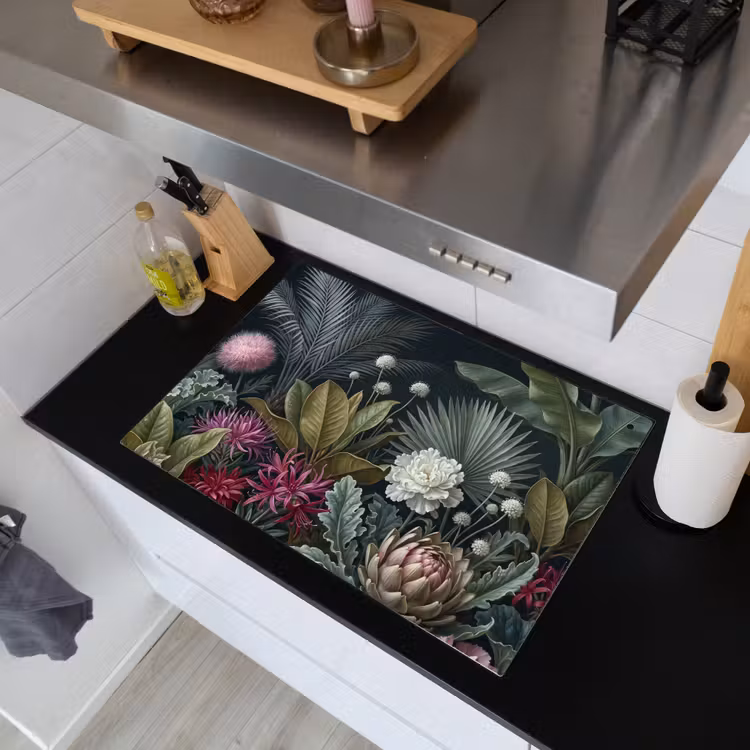 Planten - Tropisch - Botanisch - Donker - Groen Inductie beschemer met haakjes klein -sfeer1