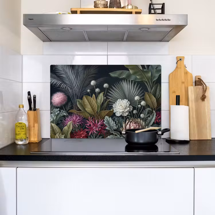 Planten - Tropisch - Botanisch - Donker - Groen Inductie beschemer met haakjes klein -sfeer2