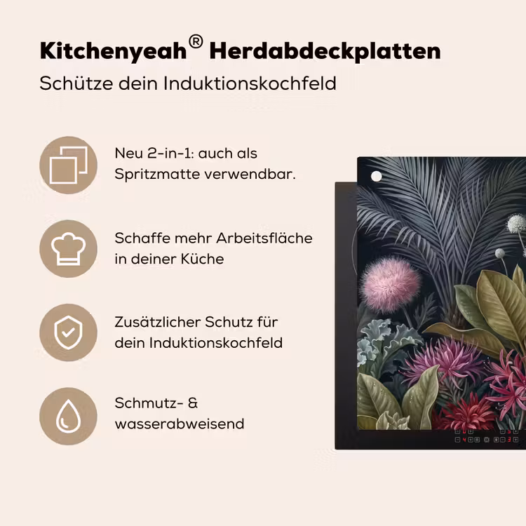 Planten - Tropisch - Botanisch - Donker - Groen Inductie beschemer met haakjes klein -ky-usp-de