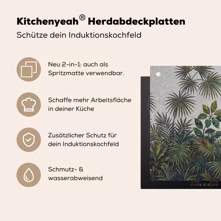 Planten - Tropisch - Mozaïek - Groen - Natuur Inductie beschemer met haakjes klein -ky-usp-de