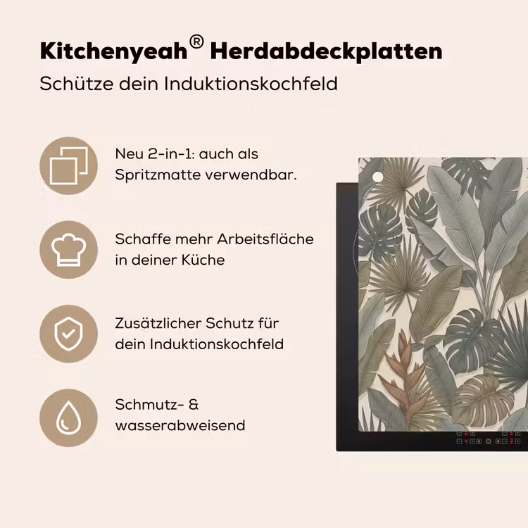 Planten - Tropisch - Natuur - Illustratie - Groen Inductie beschemer met haakjes klein -ky-usp-de