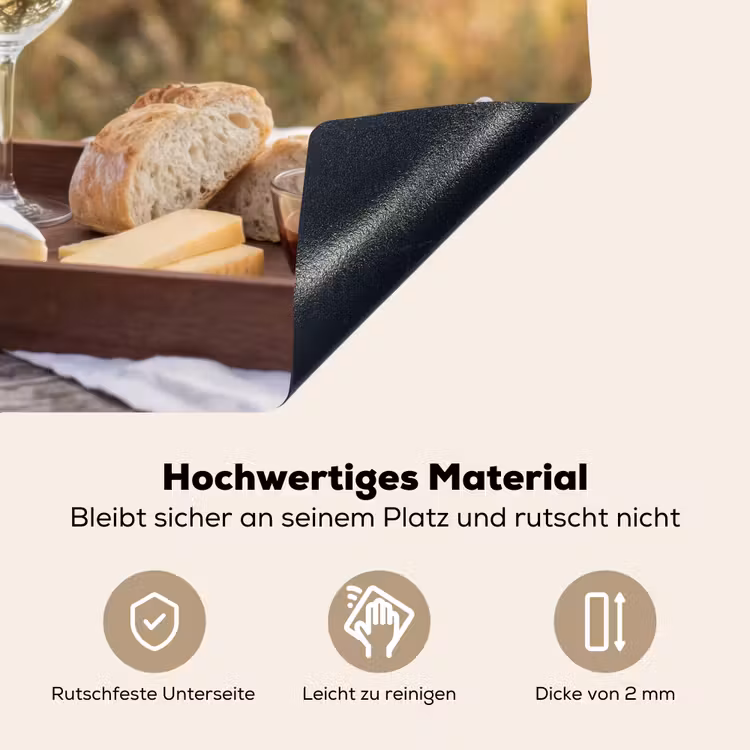 Picknick - Wijn - Kaasplankje Inductie beschemer met haakjes klein -ky-onderkant-de