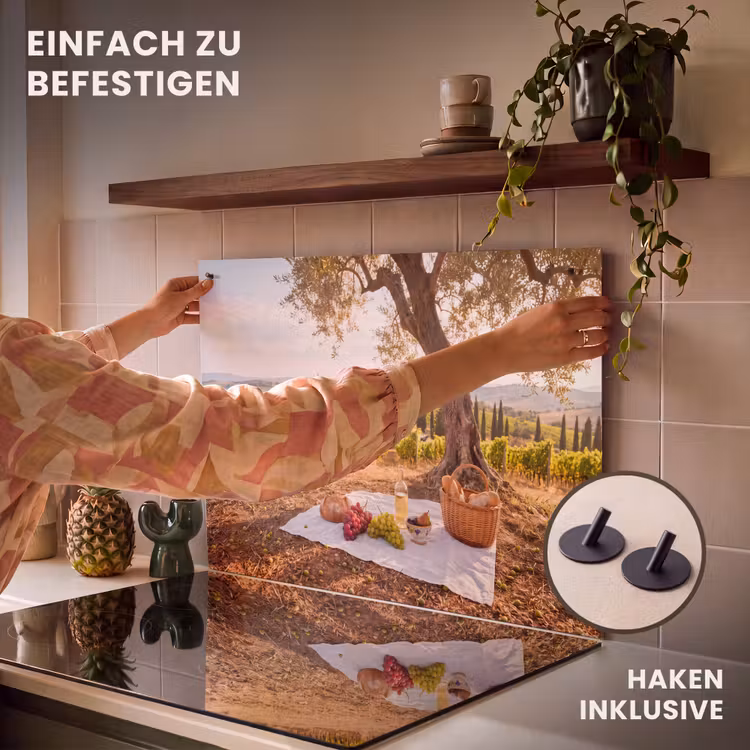 Picknick - Wijngaard - Landschap - Zomer - Eten Inductie beschemer met haakjes klein -ky-ophangen-de