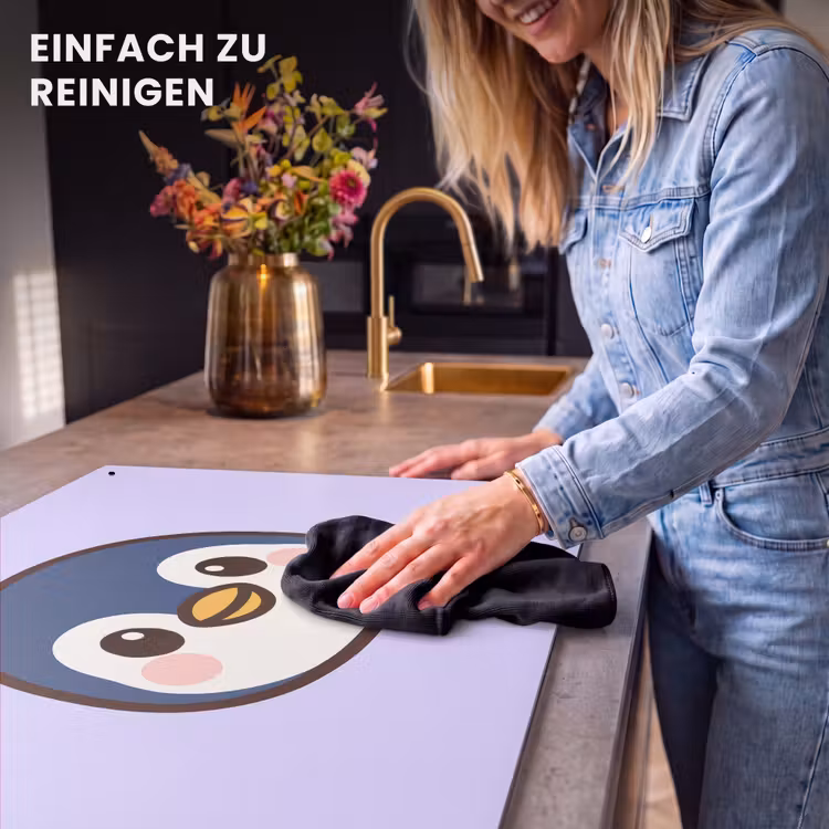 2-in-1 Herdabdeckplatte & Spritzschutz - Pinguin - Lila - Niedlich - Pinguïn - Paars - Schattig Inductie beschemer met haakjes klein